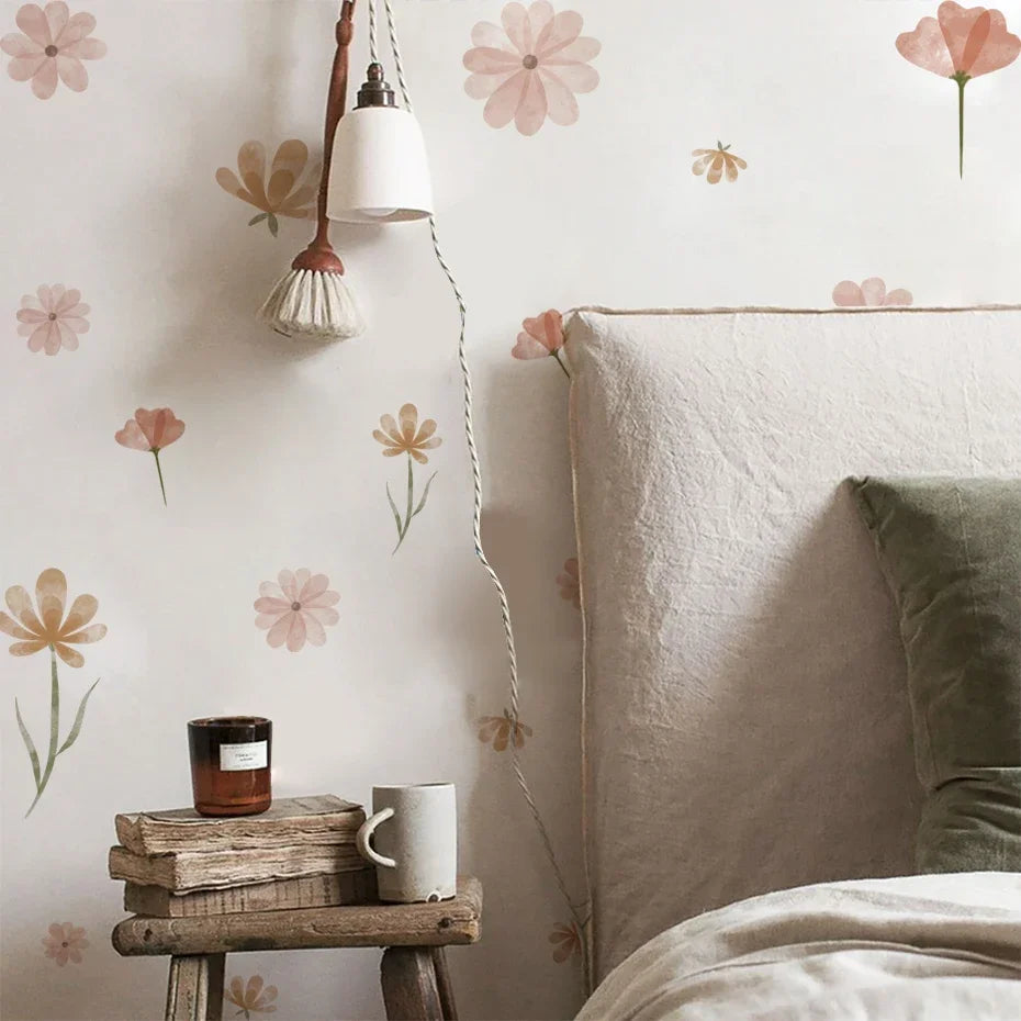 Boho Watercolour Flower Wall Decals