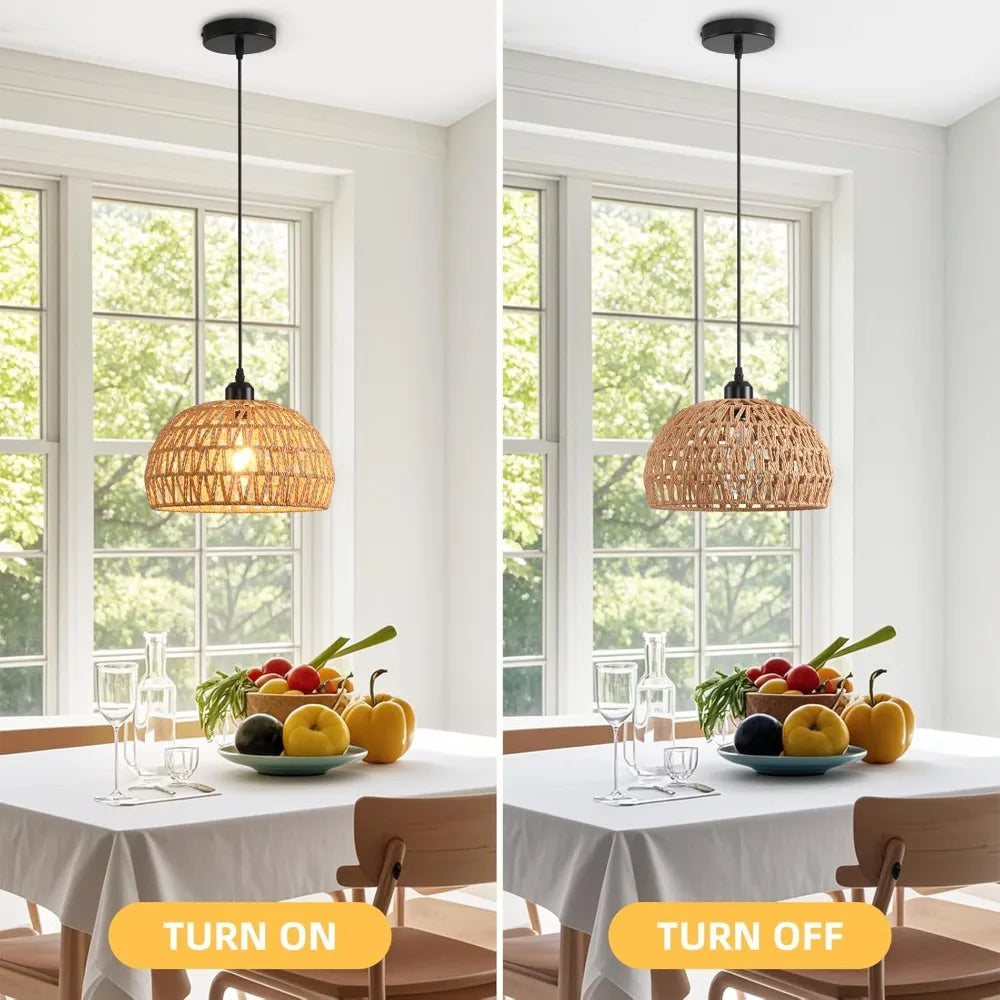 Boho Woven Rattan Pendant Chandelier