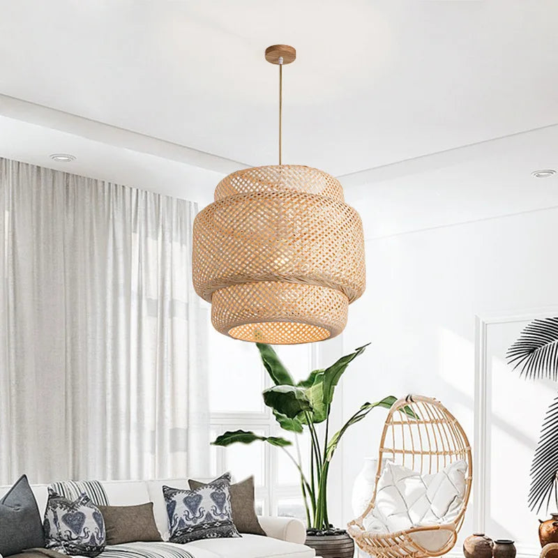Hand-Woven Bamboo Lantern Pendant