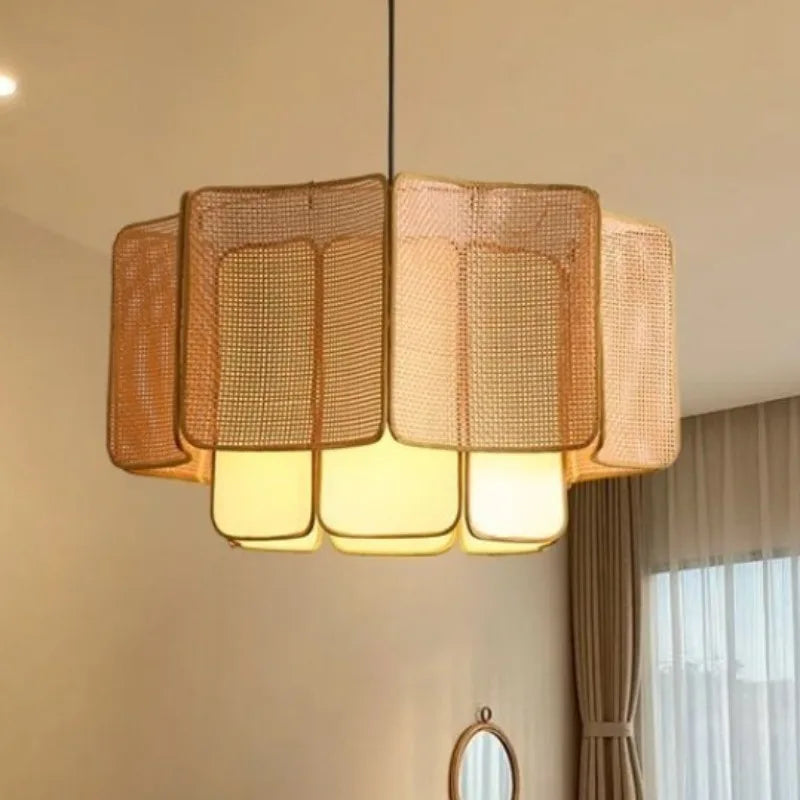 Japanese Designer Rattan Chandelier