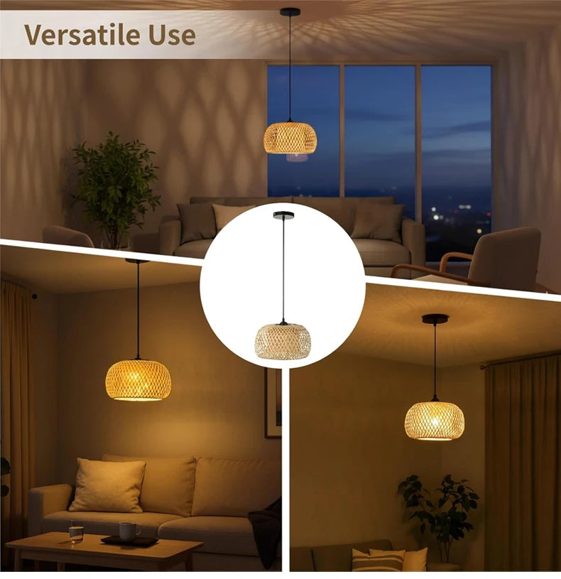 Bamboo Lantern Rattan Pendant Light