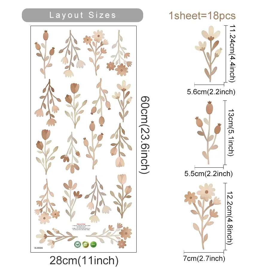 Boho Watercolour Flower Wall Decals