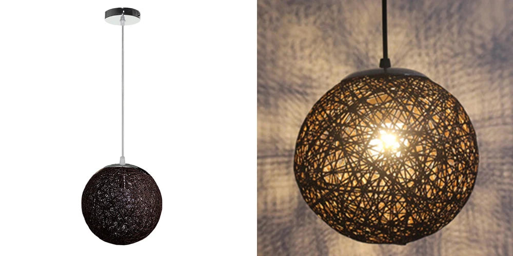 Nordic Hand-Woven Rattan Pendant