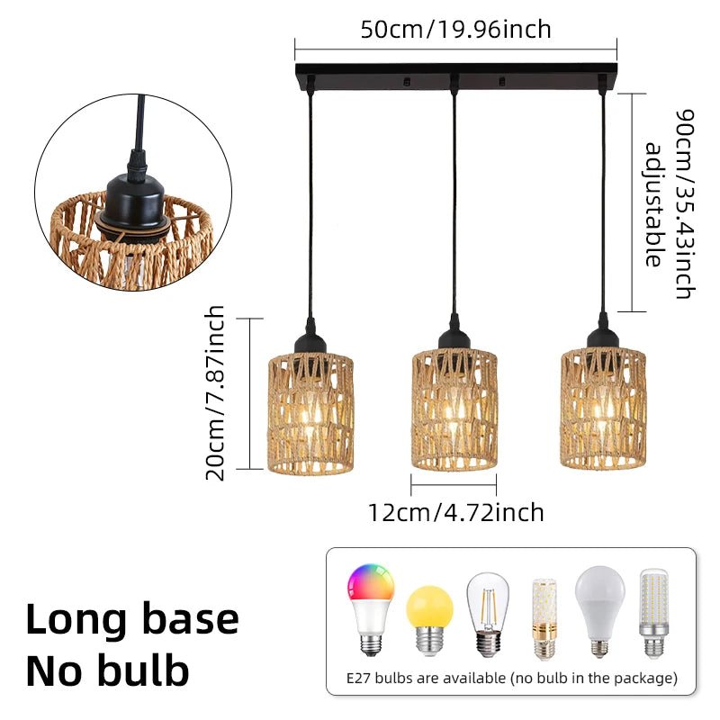 Retro Vine 3-Light Rattan Chandelier