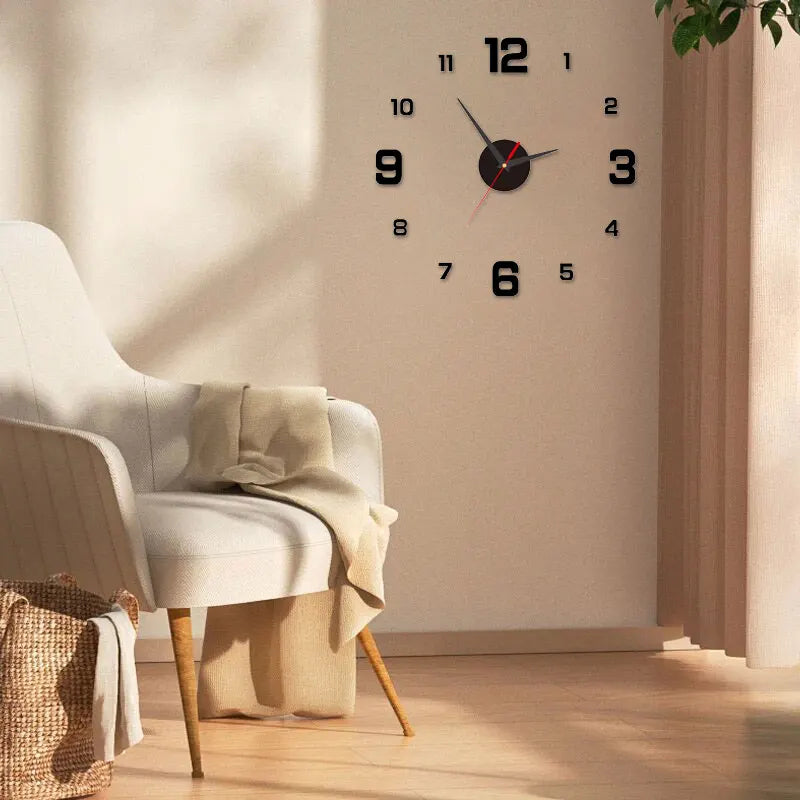 3D Frameless DIY Wall Clock Stickers