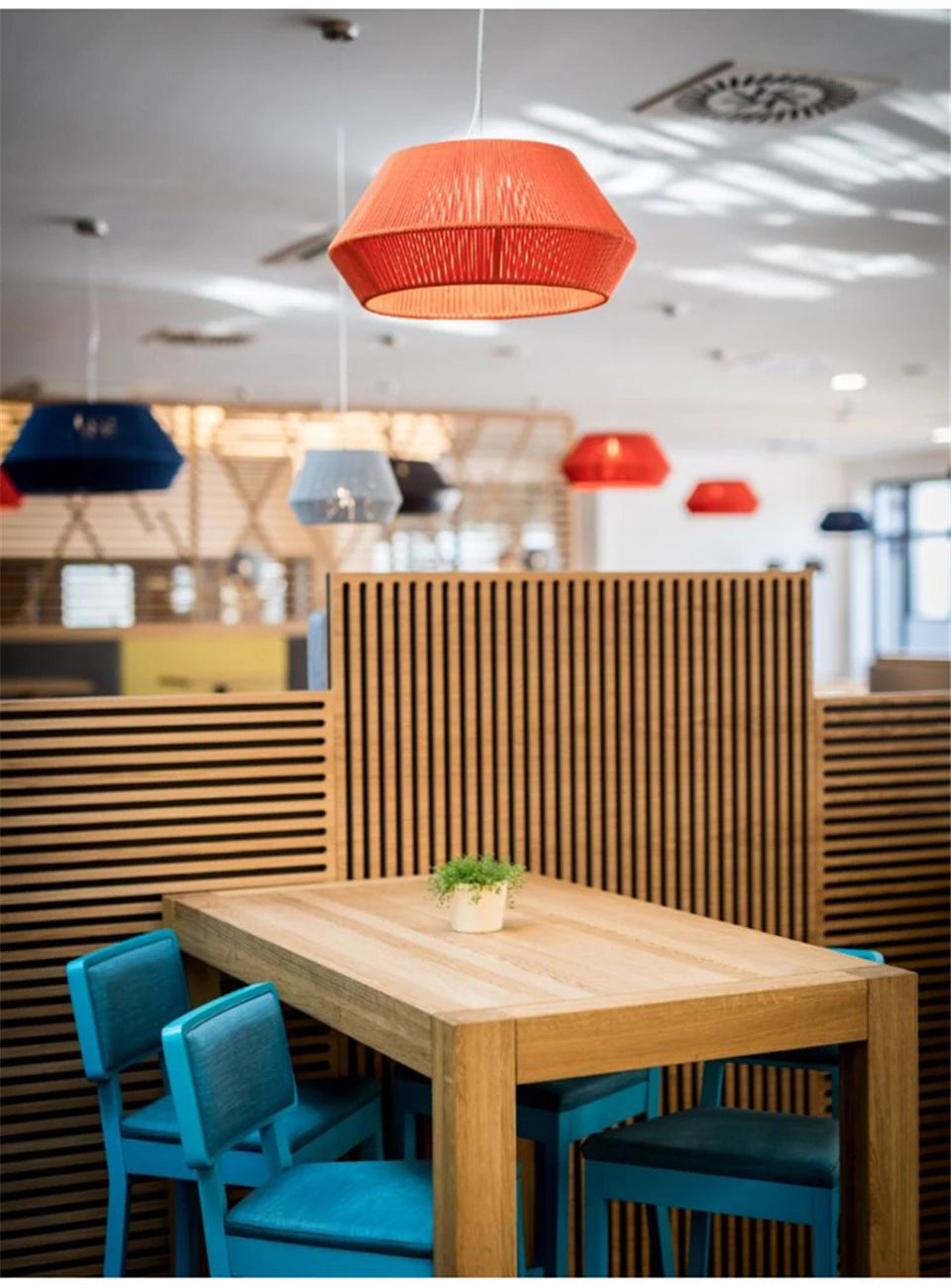 Boho Geometric Colourful Rattan Pendant