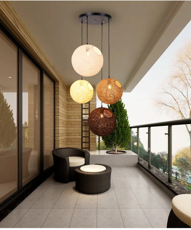Nordic Rattan Ball Pendant Lamp