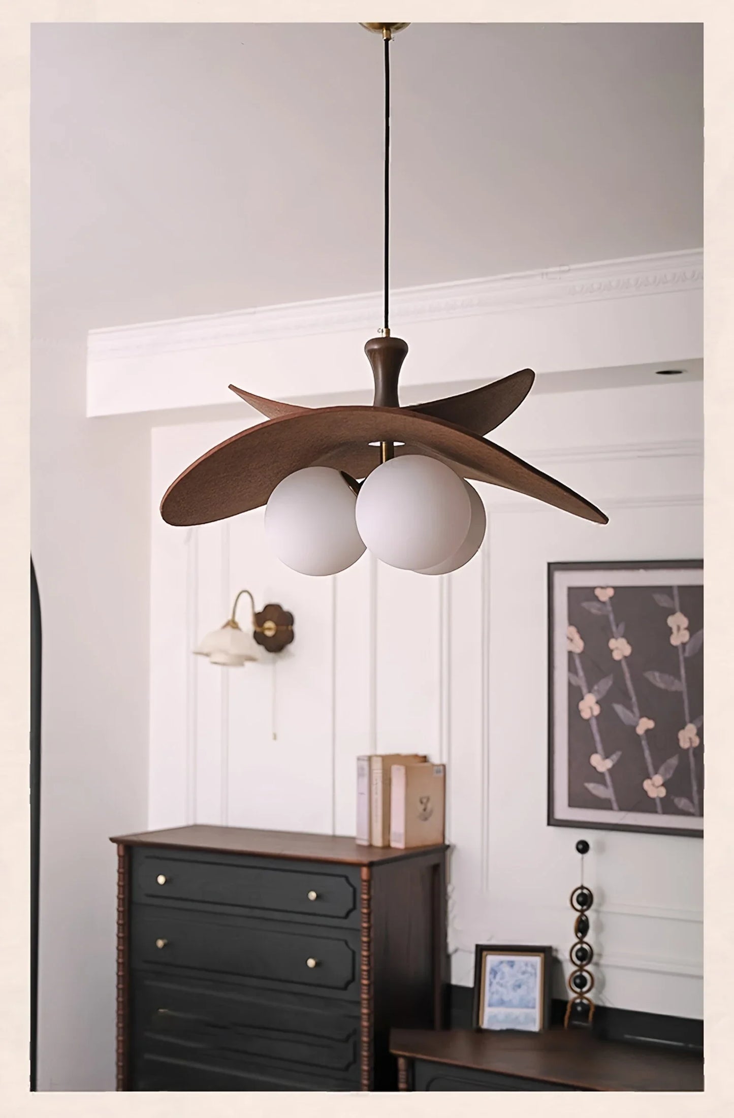 Minimalist Raffia Rattan Chandelier