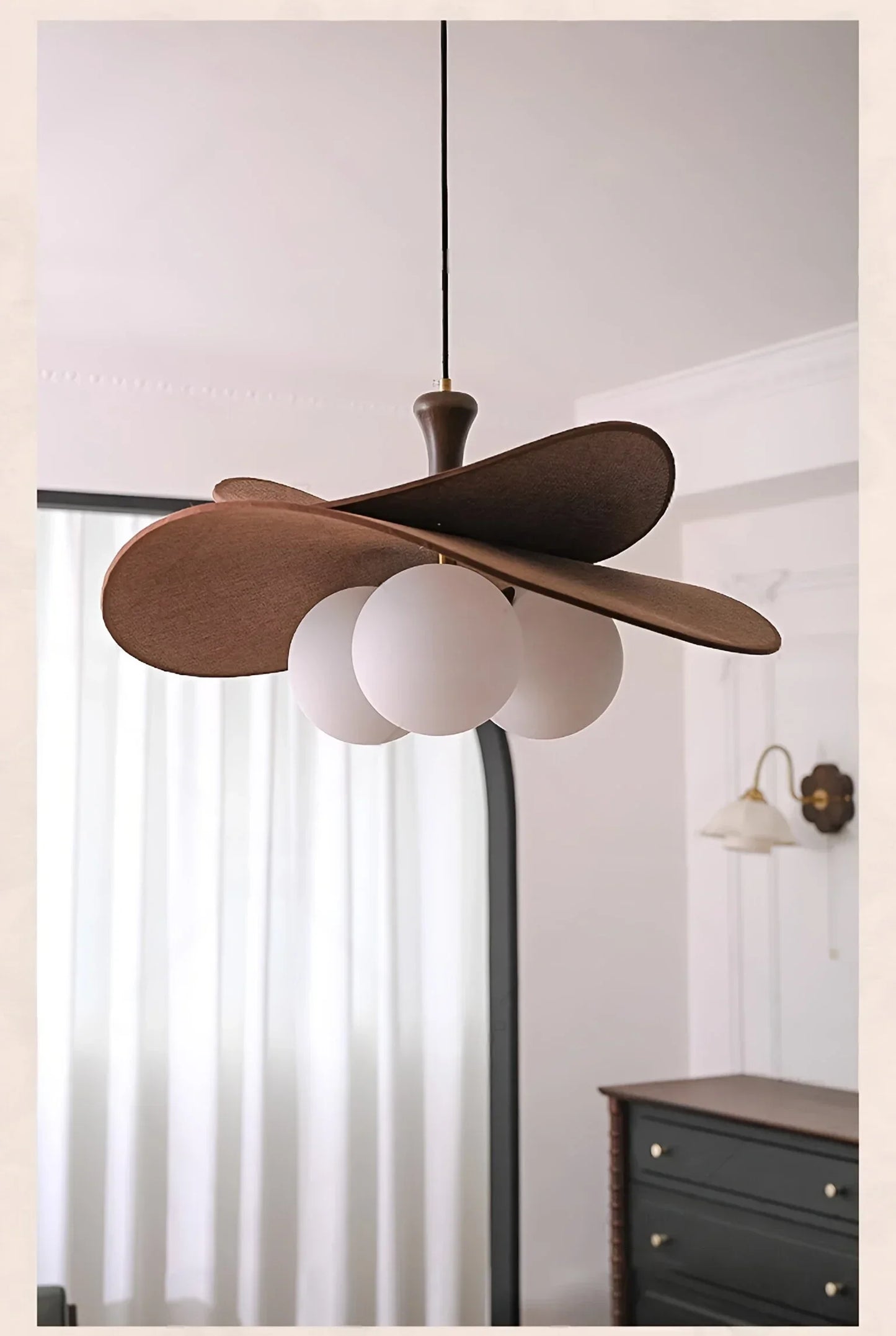 Minimalist Raffia Rattan Chandelier