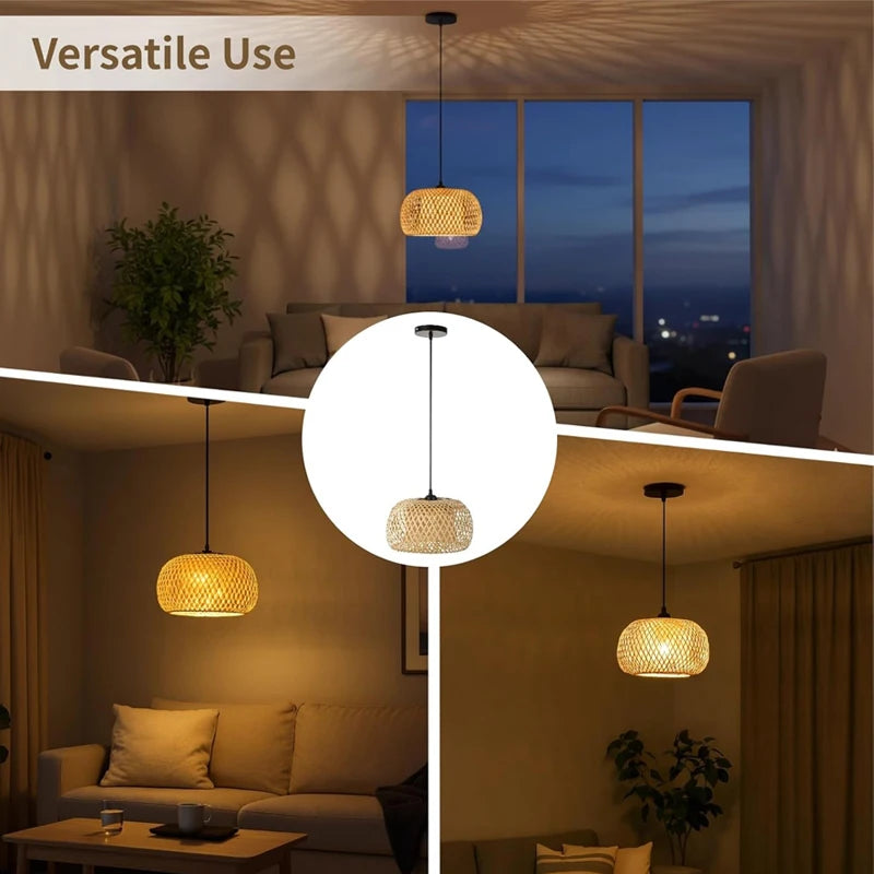 Bamboo Lantern Rattan Pendant Light