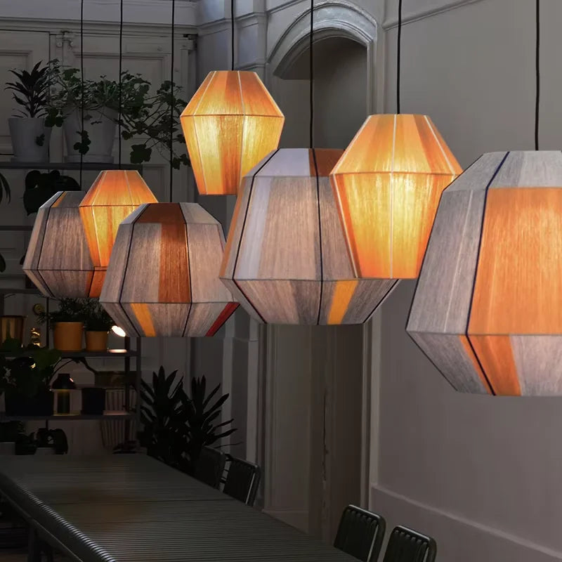 Boho Geometric Colourful Rattan Pendant