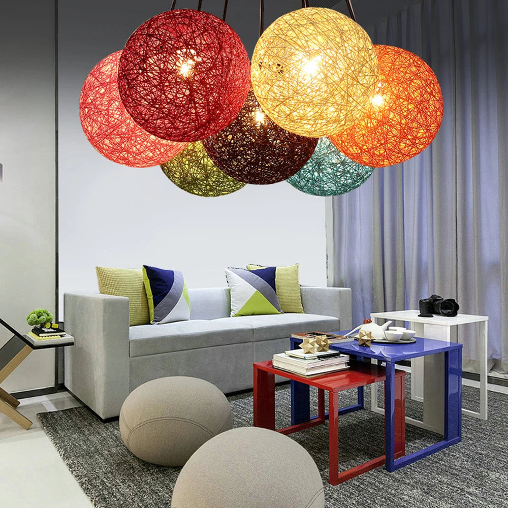 Nordic Hand-Woven Rattan Pendant