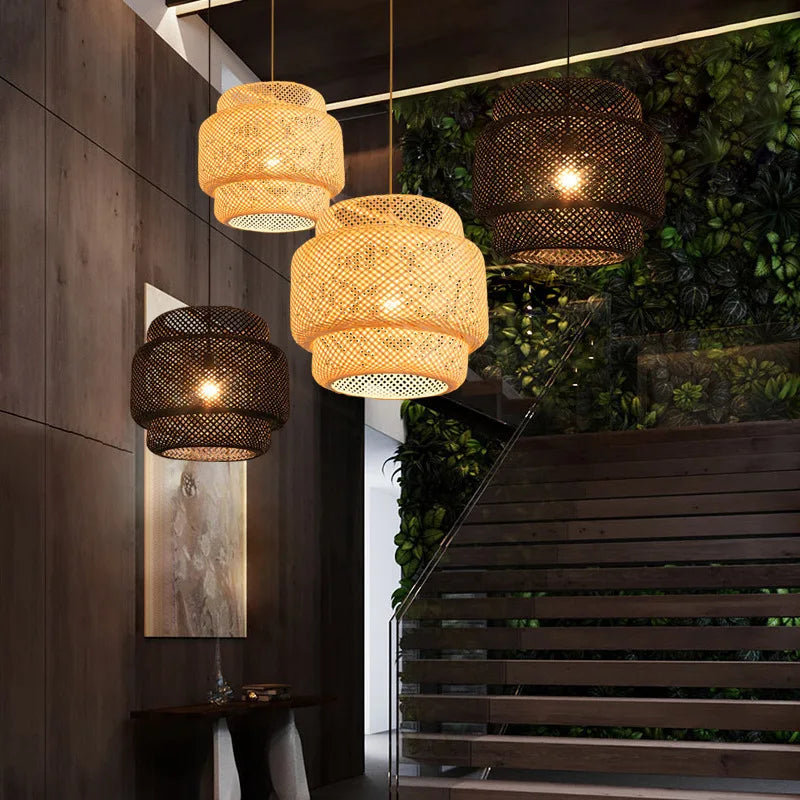 Hand-Woven Bamboo Lantern Pendant