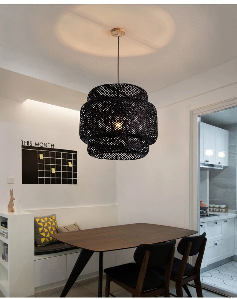 Hand-Woven Bamboo Lantern Pendant