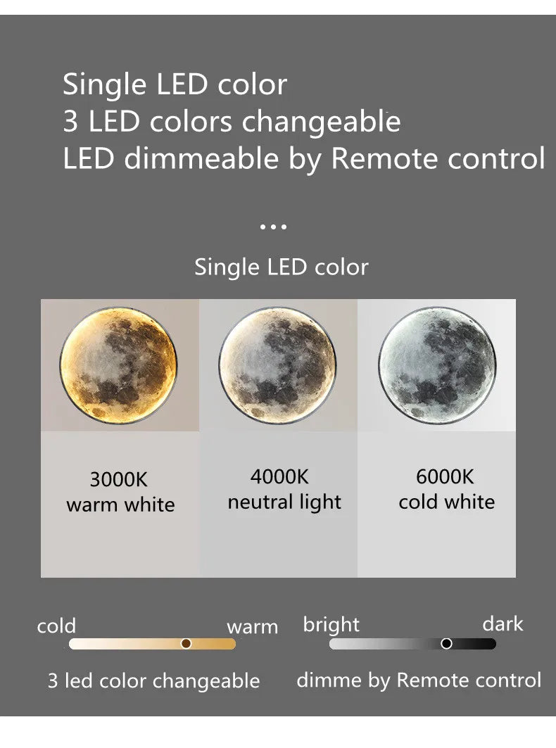 3D LED Moon Wall Lamp (50-80cm)