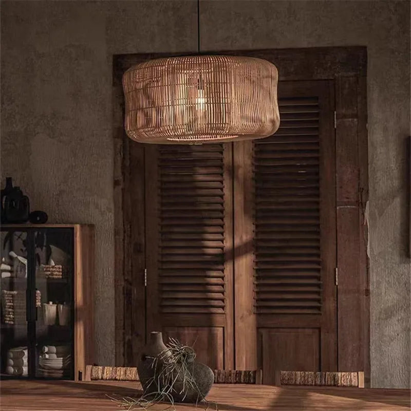 Vintage Rattan Wicker Pendant Light