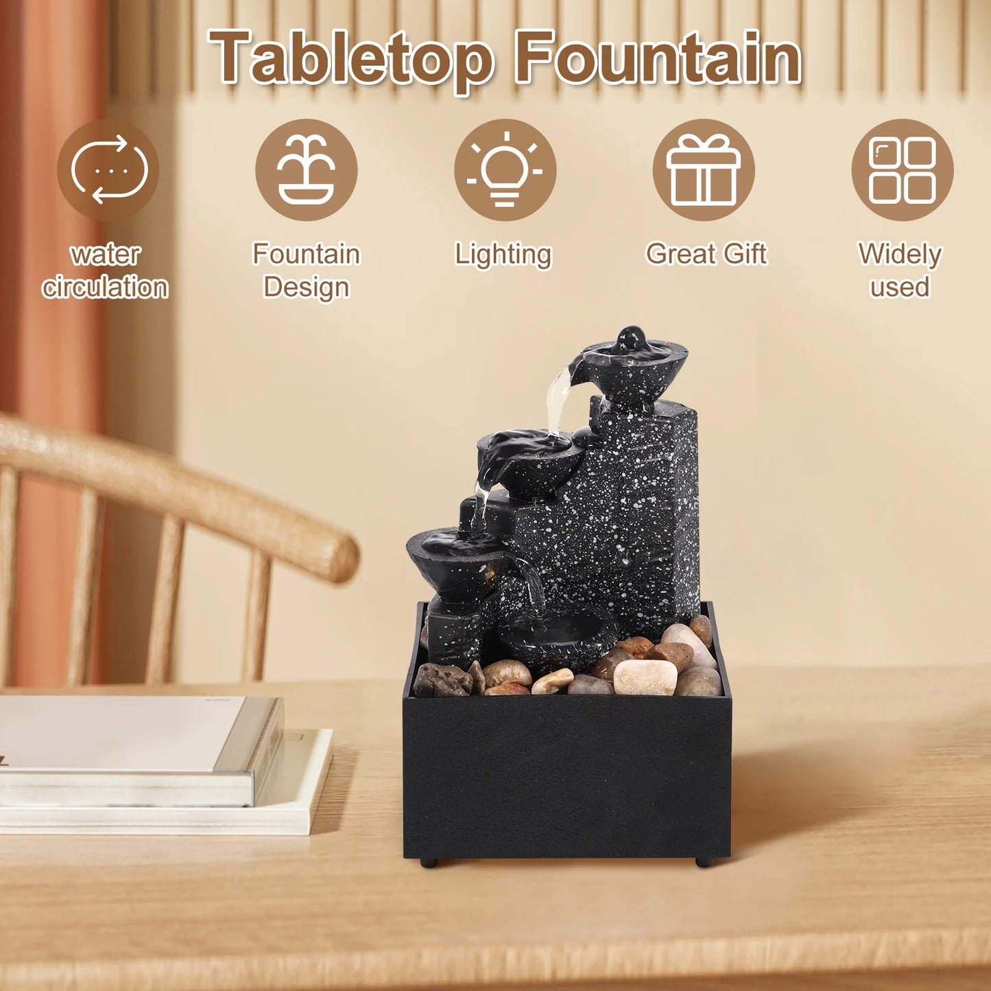 Tabletop Waterfall Fountain with Lights