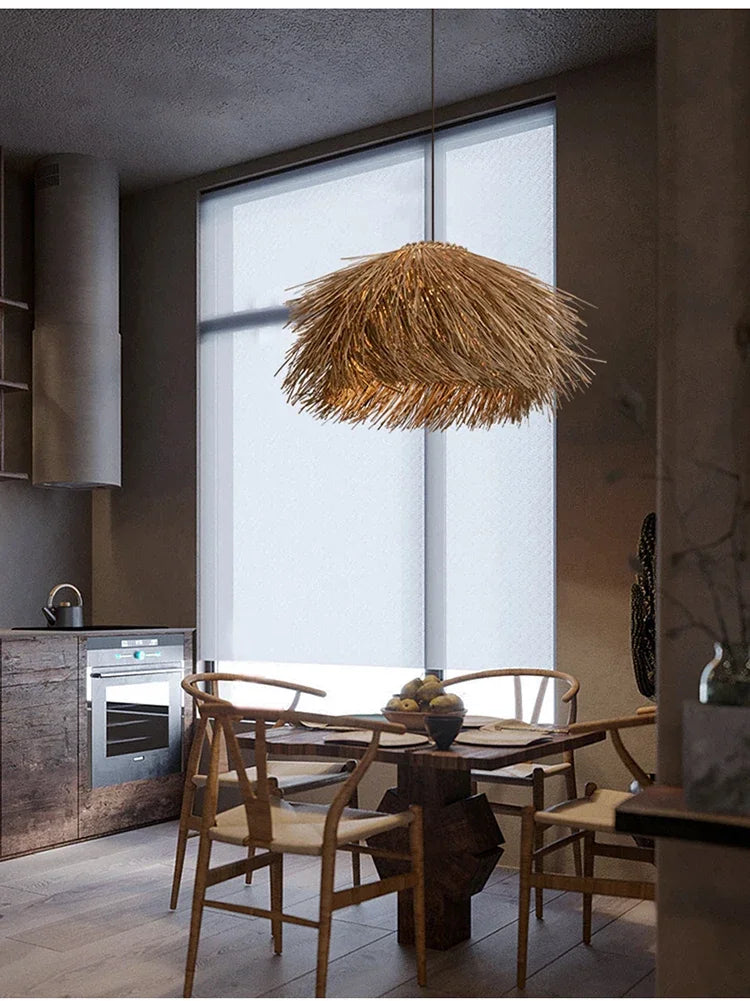 Hand-Woven Rattan Wabi-Sabi Chandelier
