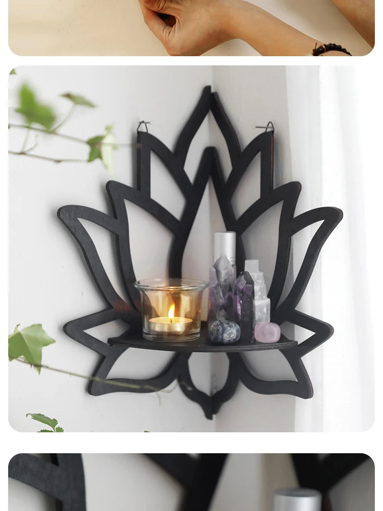 Wooden Lotus Aromatherapy Wall Shelf