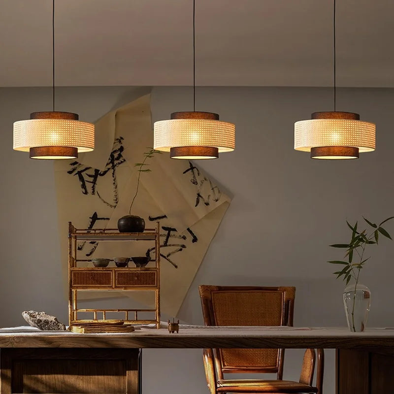 Vintage Handmade Rattan LED Pendant