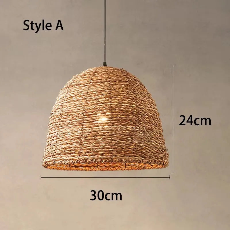 Retro Woven Rattan Wicker Chandelier