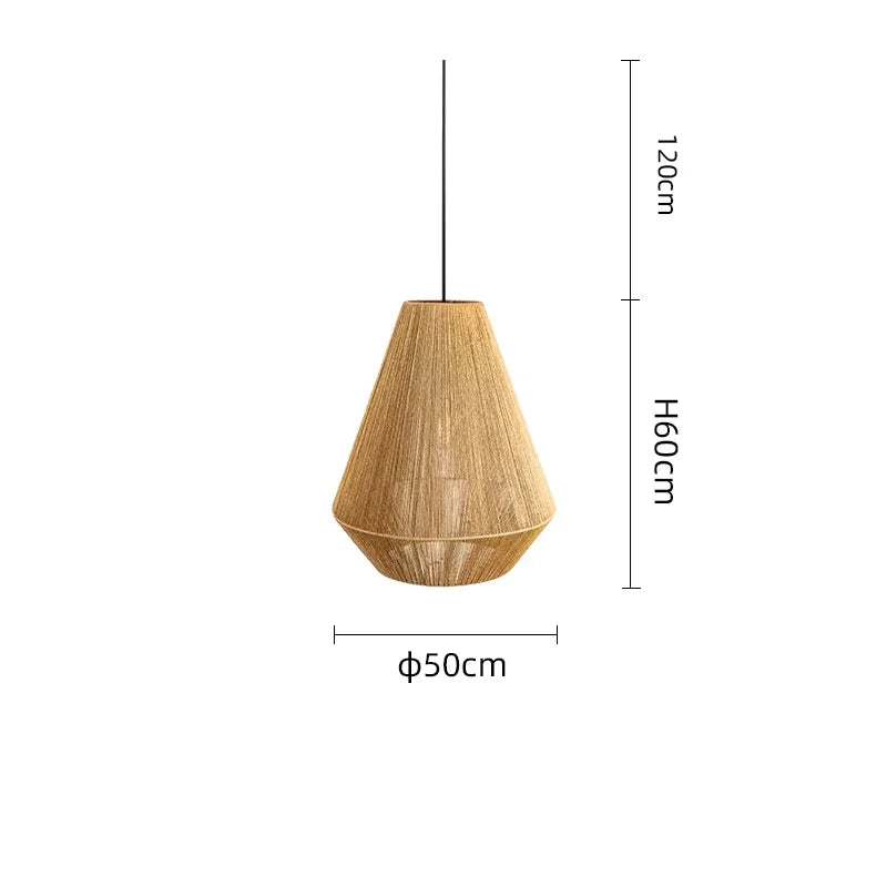 Boho Geometric Colourful Rattan Pendant