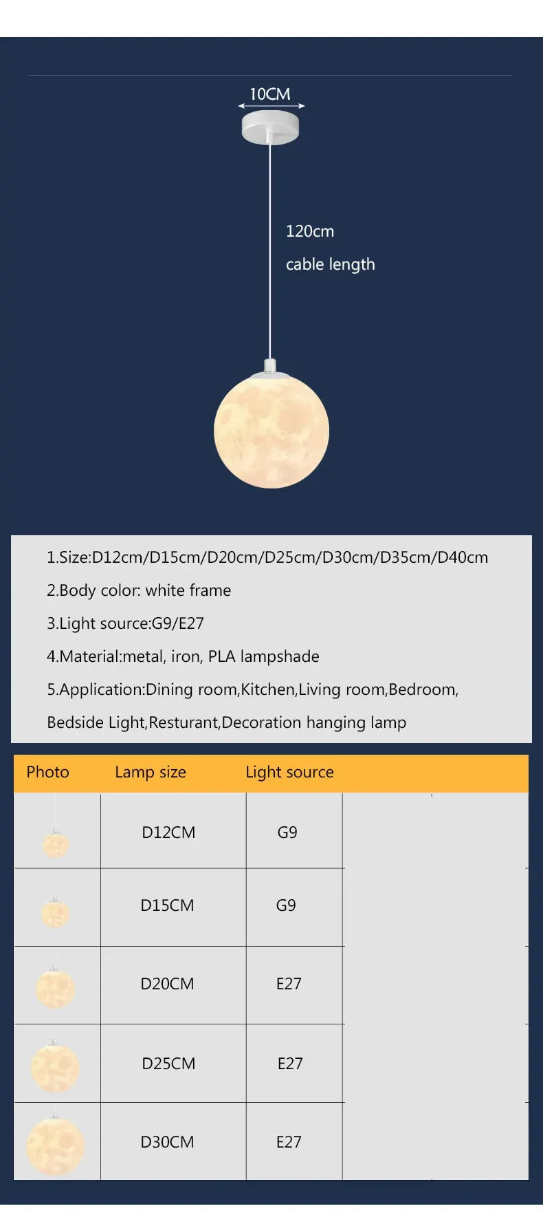 Modern LED Moon Pendant Chandelier