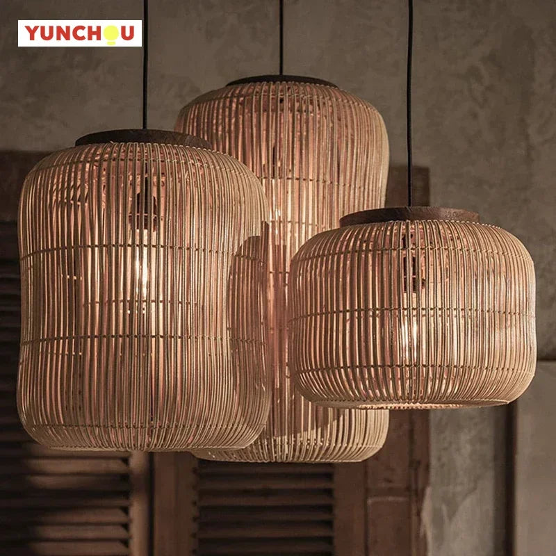 Japanese Wabi-Sabi Rattan Chandelier