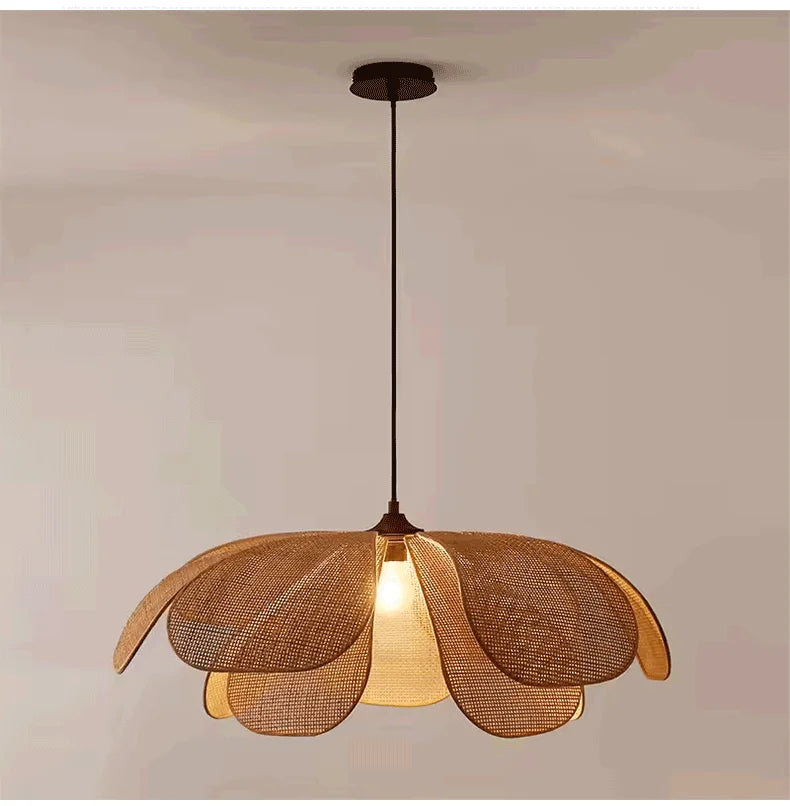 Rattan Woven Petal LED Pendant