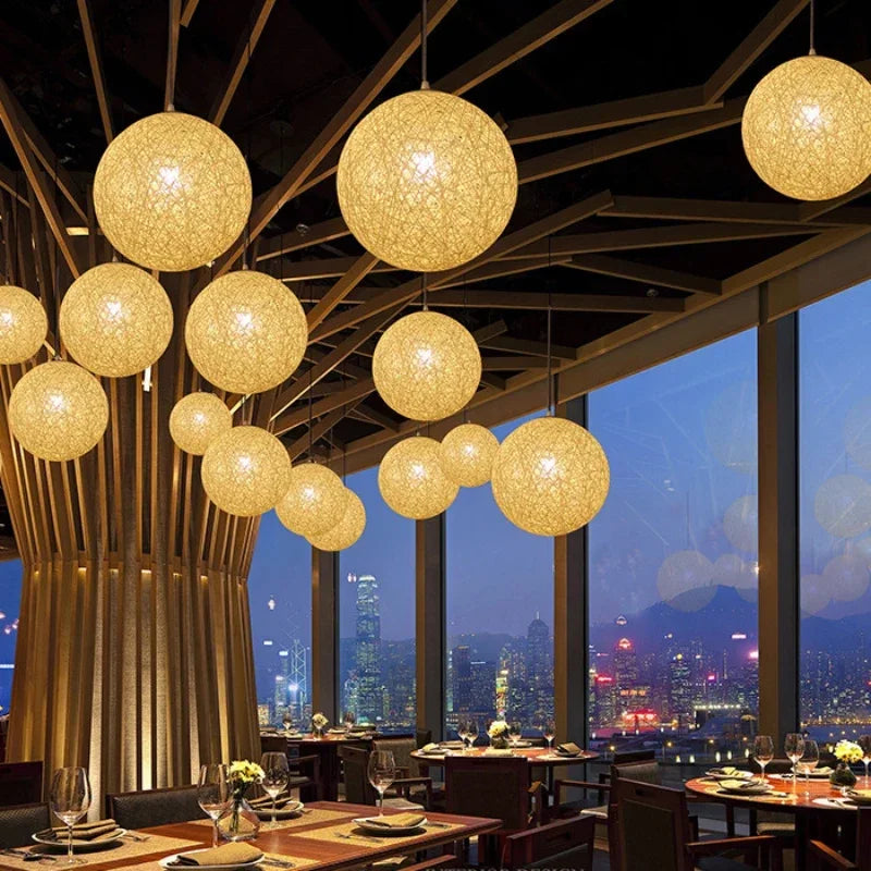 Nordic Rattan Ball Pendant Lamp