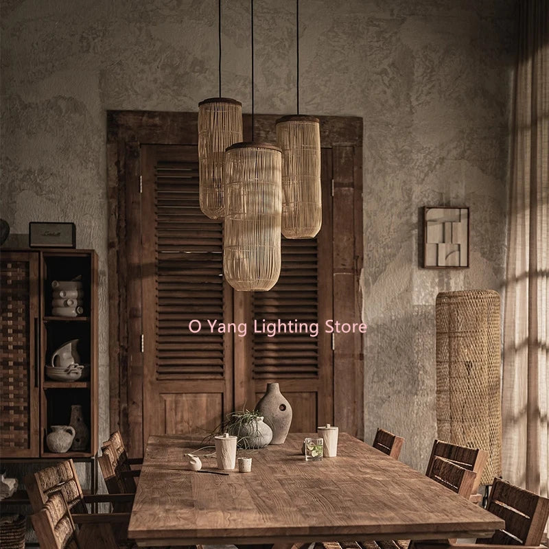 Handmade Woven Rattan LED Pendant
