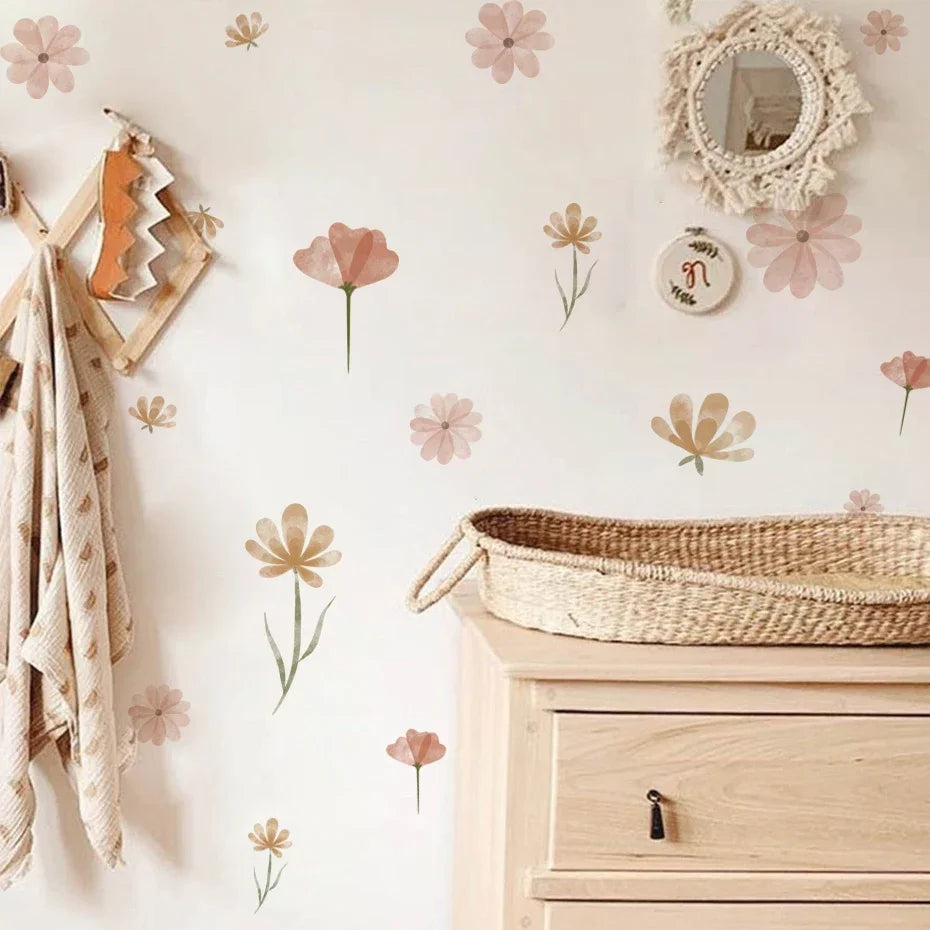 Boho Watercolour Flower Wall Decals