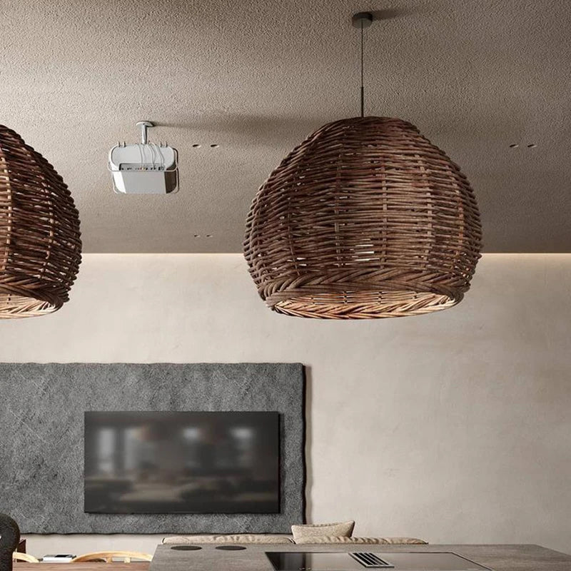 Southeast Asian Rattan Lantern Pendant