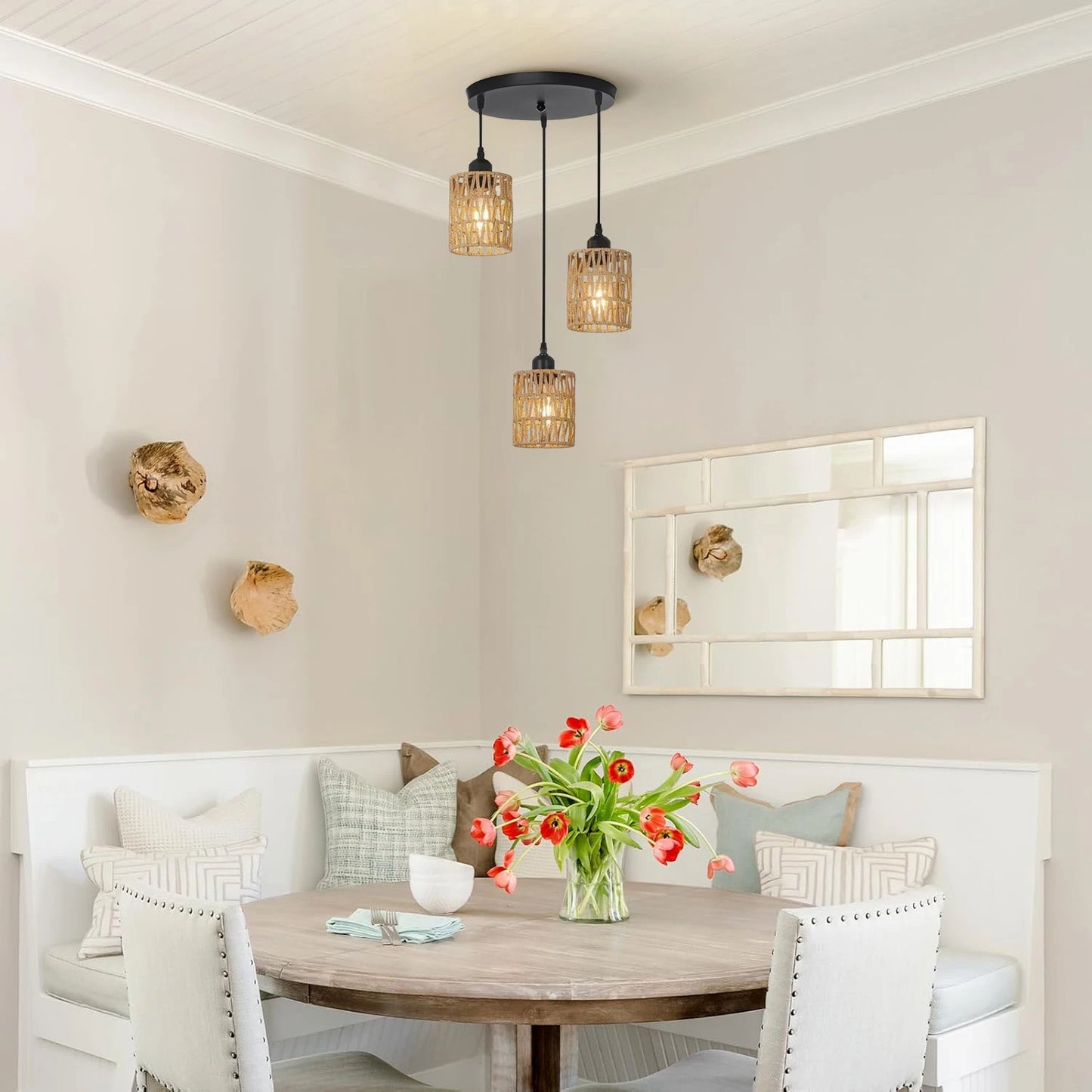 Retro Vine 3-Light Rattan Chandelier