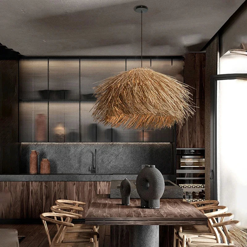 Hand-Woven Rattan Wabi-Sabi Chandelier