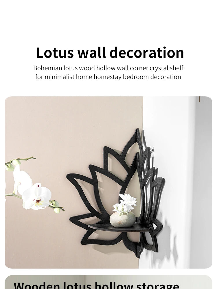 Wooden Lotus Aromatherapy Wall Shelf