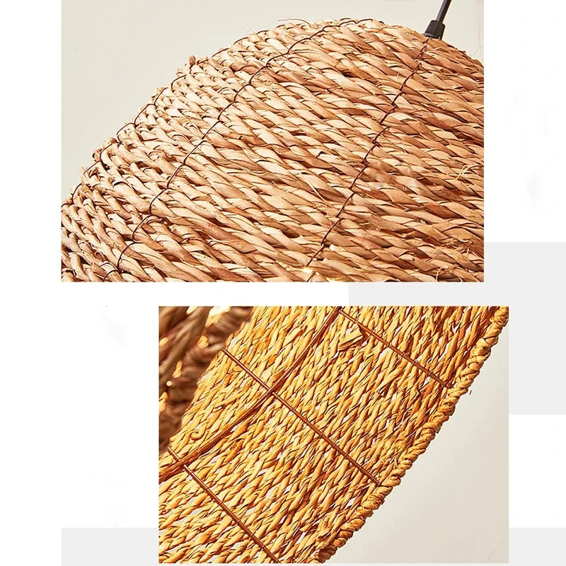 Retro Woven Rattan Wicker Chandelier
