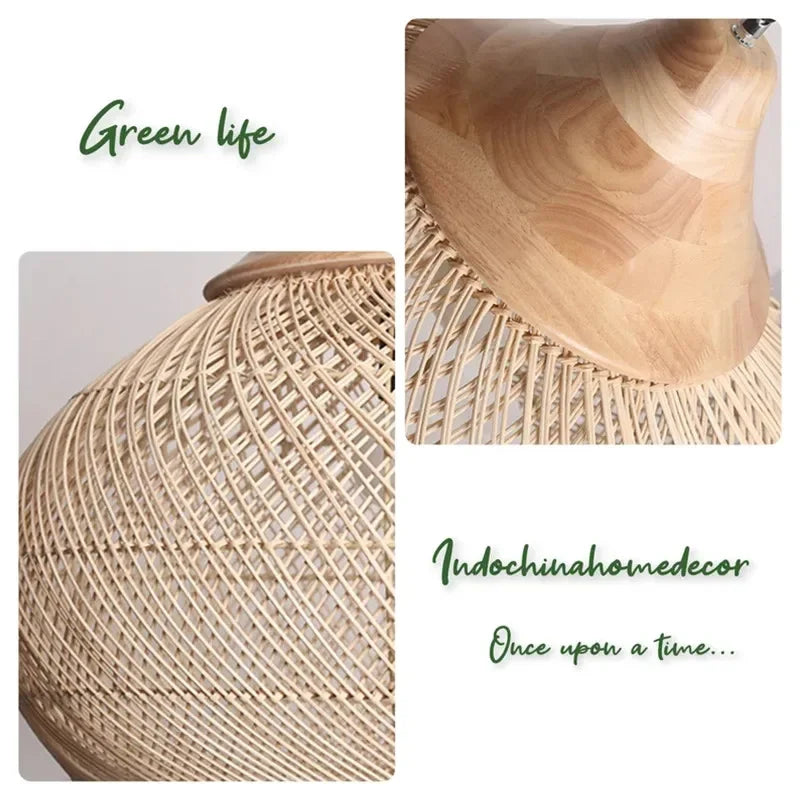 Vintage Handmade Rattan Pendant Lamp