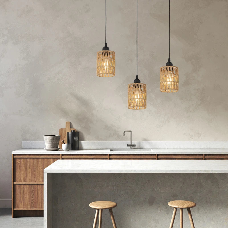 Retro Vine 3-Light Rattan Chandelier