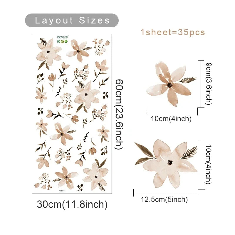 Boho Watercolour Flower Wall Decals