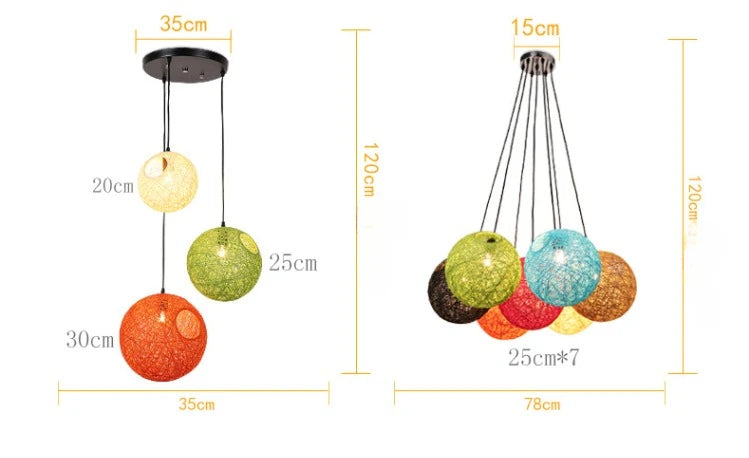Nordic Rattan Ball Pendant Lamp