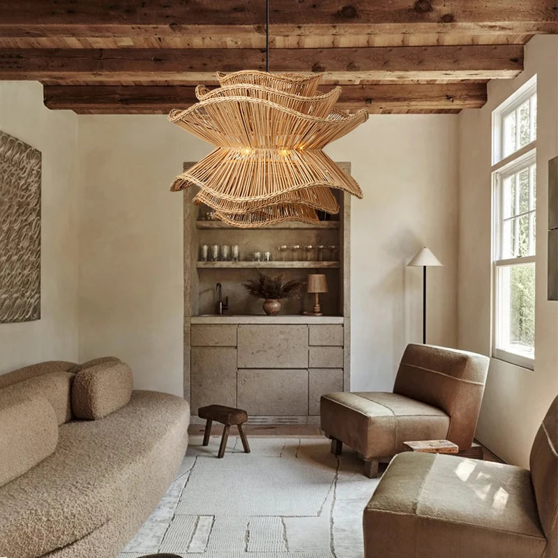 Nordic Multi-Tier Rattan Chandelier