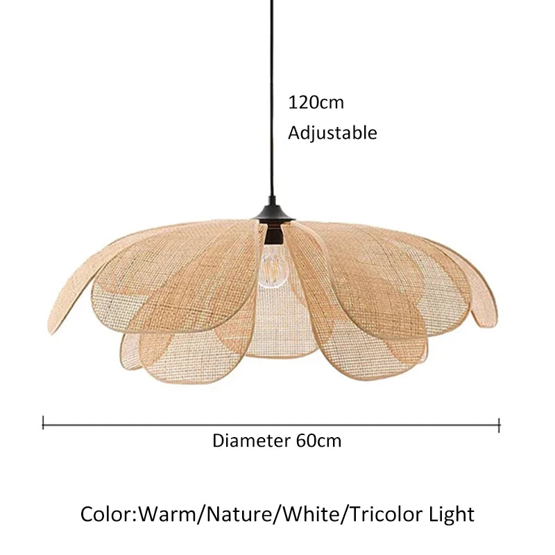 Rattan Woven Petal LED Pendant