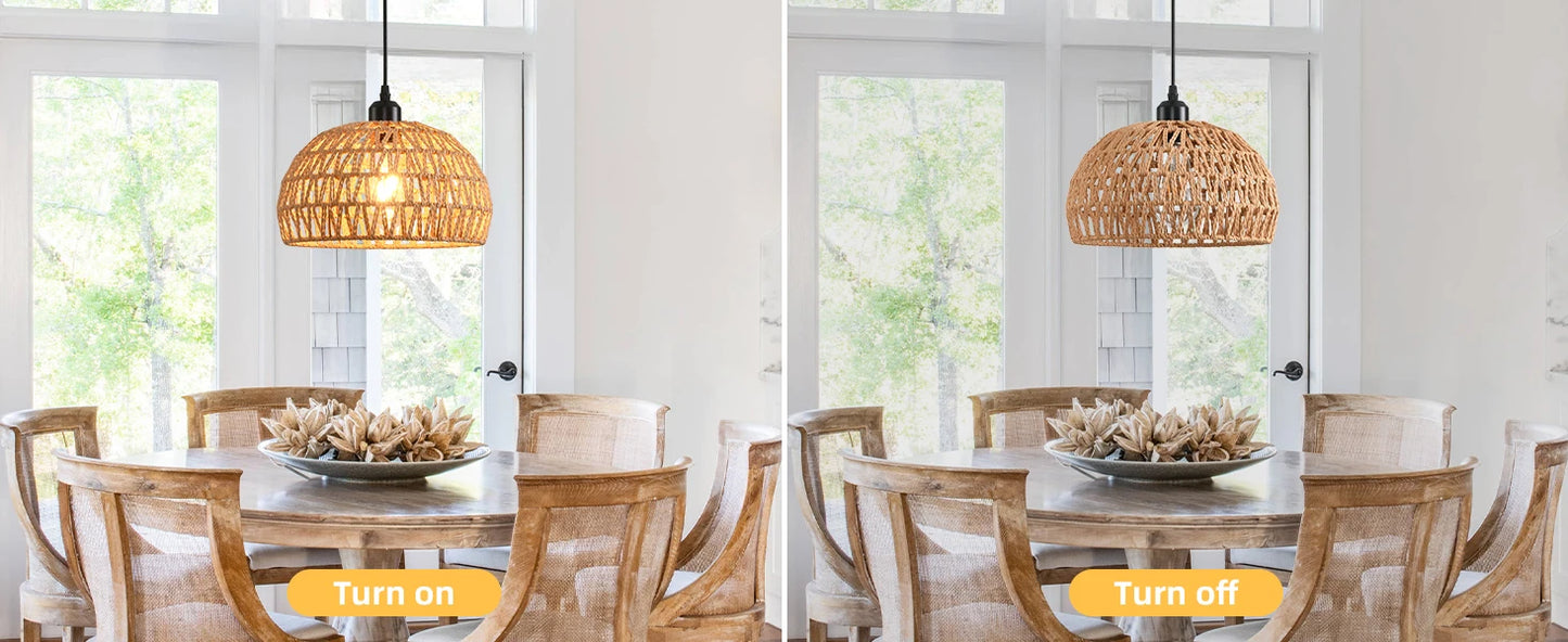 Boho Woven Rattan Pendant Chandelier