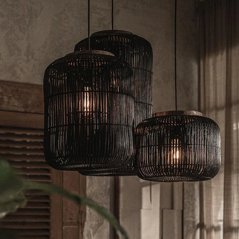 Vintage Rattan Wicker Pendant Light