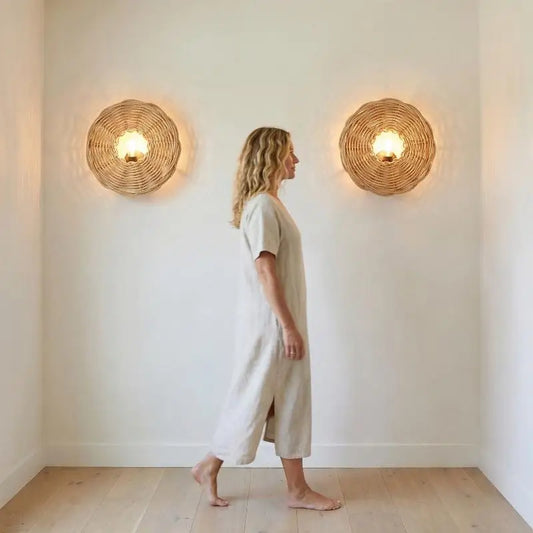Hand-Woven Rattan Lampshade