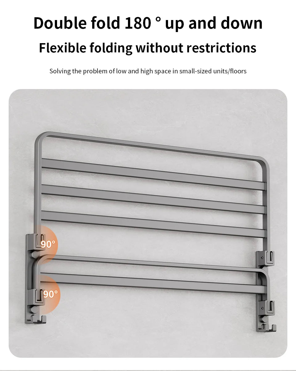 Matte Black Folding Towel Rack
