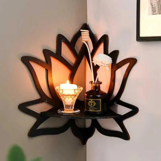 Wooden Lotus Aromatherapy Wall Shelf