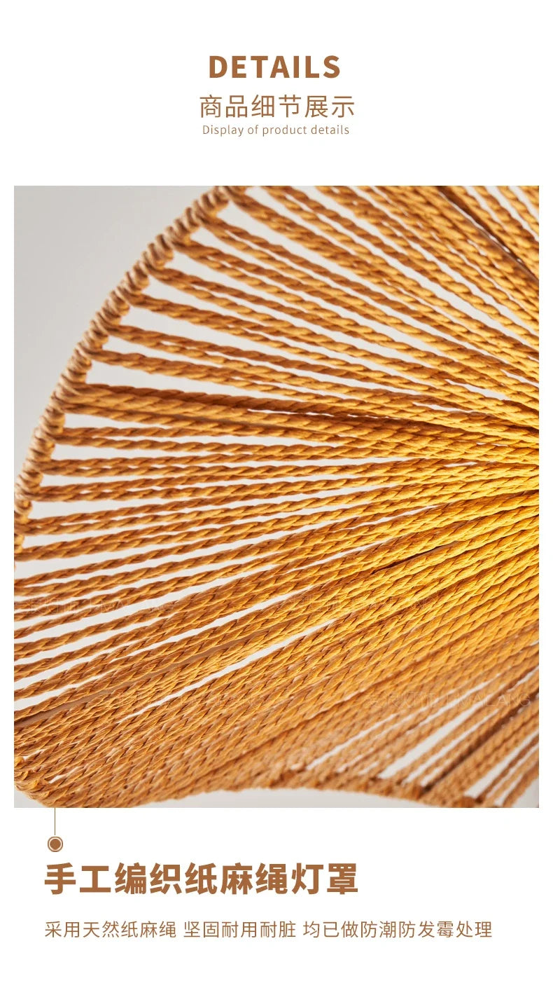 Straw Hat Woven Rattan Pendant