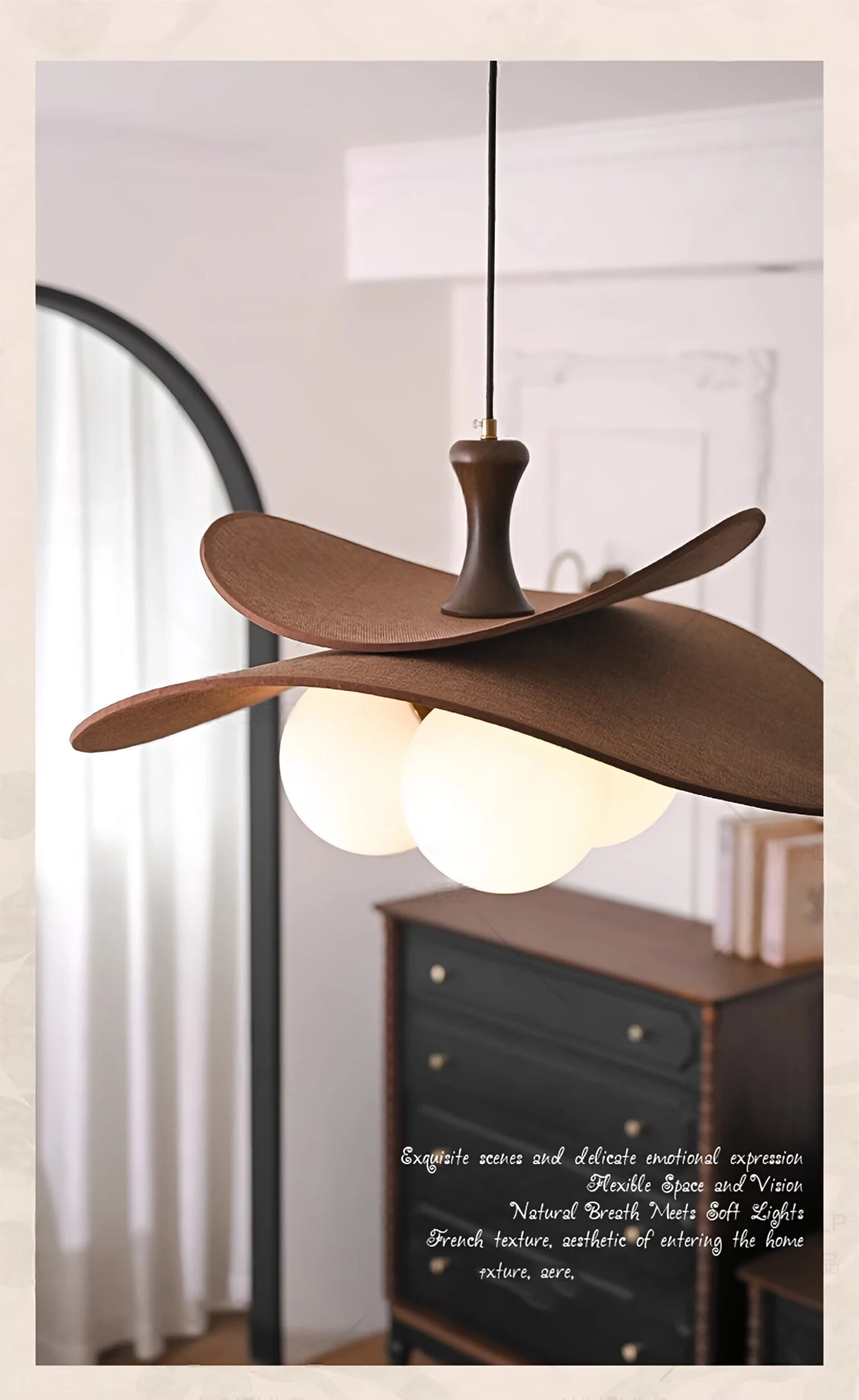 Minimalist Raffia Rattan Chandelier